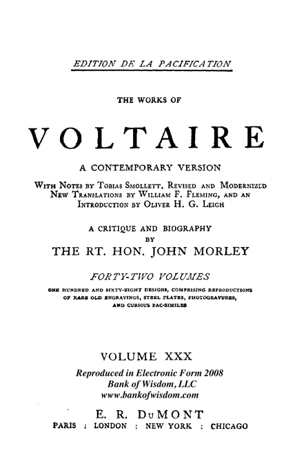 The Works of Voltaire, Vol. 30 of 42 vols + INDEX volume 43